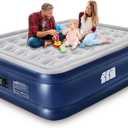 Full Air Mattress with Built in Pump,18" Raised Blow up Air Bed,3 Mins Quick Self-Inflation/Deflation,600lbs Max, Strong Support,Foldable Inflatable Mattress for Camping/Home/Guests/Travel (Navy)