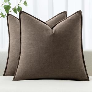 MIULEE Decorative Linen Pillow Covers 20x20 Inch Coffee Boho Farmhouse Neutral Winter Couch Throw Pillows for Bed Pack of 2 Accent Modern Pillowcase Sofa Living room Home Decor