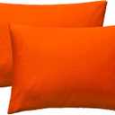 iMaylex Soft 100% Egyptian Cotton Zipper Closure Pillowcases, Cozy and Lightweight Pillow Case, Set of 2, Orange, Standard, 20" x 26"