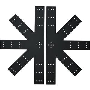 2pcs 24"x13.5" Gable Plate Black, 12:12 Pitch Pergola Truss Roof Steel Bracket for Wood 4x4/6x6, Heavy Duty Powder Coated Gable Bracket