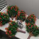 Sunnyglade 2 Packs 27.5" Artificial Rose Tree, Fake Rose Shrub Bushes Trees with Spike Faux Topiary Plants Tree for Indoor, Garden, Yard, Porch, Patio Decor (Red)