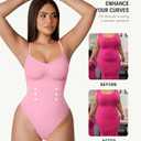 FeelinGirl Shapewear Bodysuit for Women Tummy Control Waist Bodysuit Thong Shapewear Body Shaper Going Out (Pink, XL)