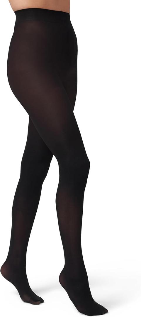 HUE Womens Opaque Sheer to Waist Tights 40 Denier Soft High Waist Pantyhose (5, Black)
