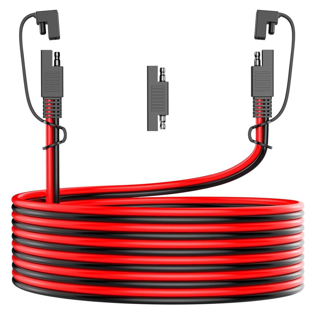 12AWG SAE Extension Cable, 15FT SAE Connector Extension Cable Quick Disconnect Wire Harness with Polarity Reverse Adapter for Solar Panel, Battery, Motorcycle, Car, RV, Truck