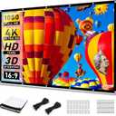 Taotique Projector Screen 120 inch, Movie Projector Screen 16:9 Foldable and Portable Anti-Crease Indoor Outdoor Projection Double Sided Video Projector Screen for Home, Party, Office, Classroom