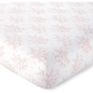 Levtex Baby - Heritage Crib Fitted Sheet - Fits Standard Crib and Toddler Mattress - Floral - Blush and White - Nursery Accessories - 100% Cotton