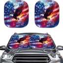 Eagle Flag 2 Pieces Car Windshield Sunshade Foldable Automotive Sunshade Protector Windshield Cover for Most Truck SUV