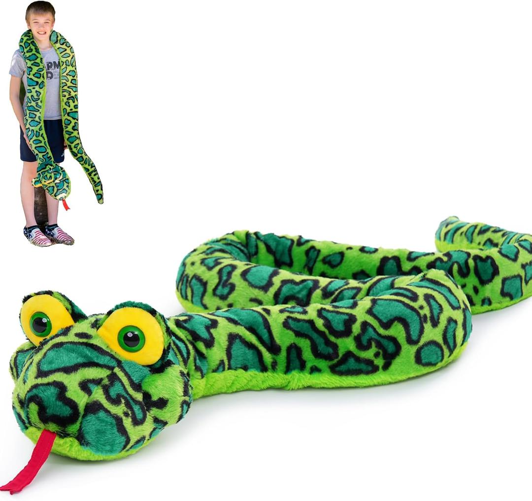 MaoGoLan 98 Inch Giant Snake Stuffed Animal Long Snake Plush, Green Boa Constrictor Plush Toy for Kids, Teens, Cuddly Body Pillow for Adults Mothers Day Halloween Prank Props