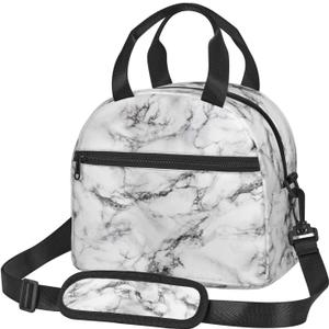 White Marble Lunch Bag with Adjustable Shoulder Strap for Women Men Reusable Lunch Box Leakproof Tote Bags Insulated Cooler for Work Travel Outdoor(9 x 5 x 7.8 Inches) White Marble Lunch Bag with Adjustable Shoulder Strap for Women Men Reusable Lunch Box Leakproof Tote Bags Insulated Cooler for Work Travel Outdoor(9 x 5 x 7.8 Inches)