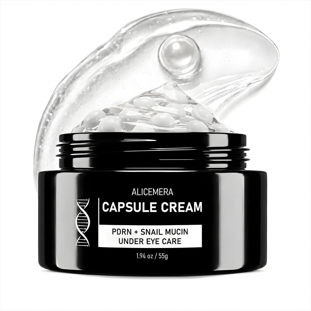 Under Eye Cream for Women and Men - PDRN Capsule Cream, 1.94 oz | With Snail Mucin, Niacinamide, Vitamin C and Collagen for Tired-Looking Eyes, Puffiness, Dark Circles and Fine Lines