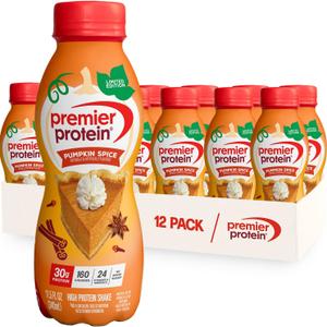 Premier Protein Shake, Limited Edition, Pumpkin Spice, 30g Protein, No Added Sugar, 24 Vitamins & Minerals to Support Immune Health, 11.5 fl oz, 12 Pack, Best By: 31/08/2025