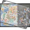 2000 Pieces Puzzle Board with 4 Sorting Trays & Protective Cover, 45.7" x 30.7" Portable Foldable Felt Puzzle Playing Surface - Lightweight Storage & Game Night Organizer
