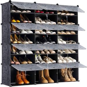 Portable Shoe Rack Organizer, 48-Pair Tower Shelf Storage Cabinets, Plastic Shoe Organizer for Entryway, Expandable for Heels,Boots,Slippers (48"x12"x48")