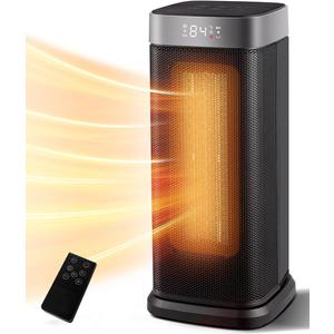 Sunnote Space Heater for Indoor Use, 1500W Electric & Portable Ceramic Heaters with 80Oscillating, Thermostat, 5 Modes, 24Hrs Timer, Room Heater with Remote, Fast Heating Safe for Bedroom Room Use (Black)