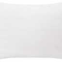 Calvin Klein Almost Down Bed Pillow, 100% Cotton Woven Stripe Cover, Firm Support Standard/Queen Bed Pillow, 20 in x 28 in, White