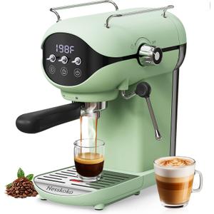 Nesskoko Espresso Machine with Steam Milk Frother Semi Automatic 20 Bar Compact Green with Toggle Switch for home Cafetera Espresso, Latte, Cappuccino, Americano, Macchiato