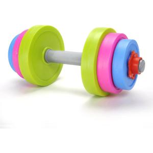 Kids Workout Dumbbell Weights Set - Toddler Toy Gym Equipment for Pretend Play Lifting, Exercise & Fitness - Adjustable Fill with Sand or Water