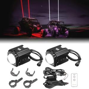 KEMIMOTO Whipless LED Whip Lights w/Mounts Fit 1.5''-2'' Roll Cage Compatible with Polaris RZR Can-Am Maverick X3 CFmoto Kawasaki, Multi-Color Scratch-Resistant Alien Lights for SXS