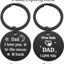 4 x Lcbulu Father's Day Present for Dad from Daughter Son - Drive Safe Dad Keychain Gifts for Birthday Valentine's Day Christmas