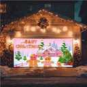 Christmas Garage Door Banner 13x6ft Pink Gingerbread House Merry Christmas Theme Backdrop Banners for Outside Inside Winter Door Cover Garage Wall Covering for Party Garage Decorations
