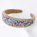 Colorful Baroque Rhinestone Headband Women Sparkly Bling Crystal Diamond Headband Fashion Wide Jeweled Headbands for Girls Ladies Cute Dressy Hair Band Multicolor