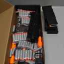 Realistic M416 Rifle Toy Set, Semi-Auto Sniper Foam Blaster, Electric Toy Gun with LED, Scope, Sight, Flashlight, 3 Magazines & 100 Soft Bullets for Nerf Guns Darts, Festival Gift for 8-12 Ages Kids