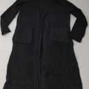 Womens Casual Long Sleeve Split Open Cardigan Knit Long Cardigan Sweaters with Pockets Fall Fashion 2024 Black Medium, Black 
