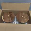 2 PCS 1 Gallon Drink dispenser, Glass Beverage Dispenser With Wood Stand, Large Water Drink Dispensers for Parties With Stainless Steel Spigot, Ideal for Lemonade,Juice, Tea, and Party Drinks