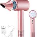 Cordless Ionic Hair Dryer with Digital Screen, 4 Mode Charging Blow Dryer with Magnetic Nozzle, Travel Hair Dryer for Women Kids Outdoor Camping Beaches (Pink)