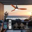 42" Outdoor Ceiling Fan, IP65 Waterproof Gazebo Fan with Light, Remote Control6 Speeds3CCT, Plug in Ceiling Fan with Adjustable Hanging Rod for Patio, Porch, Canopy (8985-Black)