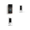 Ring Video Doorbell (Venetian Bronze) with Ring Stick Up Cam Battery and Ring Indoor Cam, White