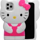Cartoon Case for iPhone 15 Pro Max 6.7", Fashion Cute 3D Cute Kitty Kawaii Soft Silicone Animal Protective Gel Shockproof Gel Back Cover for Kids Women Girls Boys (Hot Pink-1)