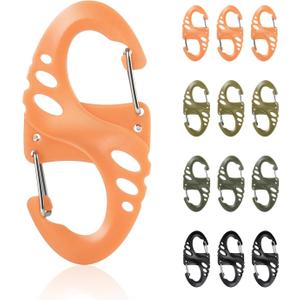 12 Pack 2" Carabiner Clip Plastic S Carabiner Clips Paracord Keychain Hooks for Key Chain Backpacks Bags Zipper Clip Accessories