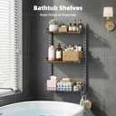 Kalrin 3 Tier Bathroom Shelves Over Toilet - Wall Mounted Floating Shelves with Drain Basket, Toilet Paper Storage, Height Adjustable Over The Toilet Storage, Vintage Brown