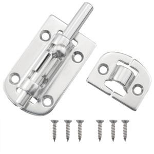 2 x CHENJIN 316 Stainless Steel Door Window Pin Buckle with 6 Screws 3.7 Inch Pull Out Latch Marine Door Pin Buckle Slide Latch for Bathroom Kitchen Door Bedroom Balcony Storage Room