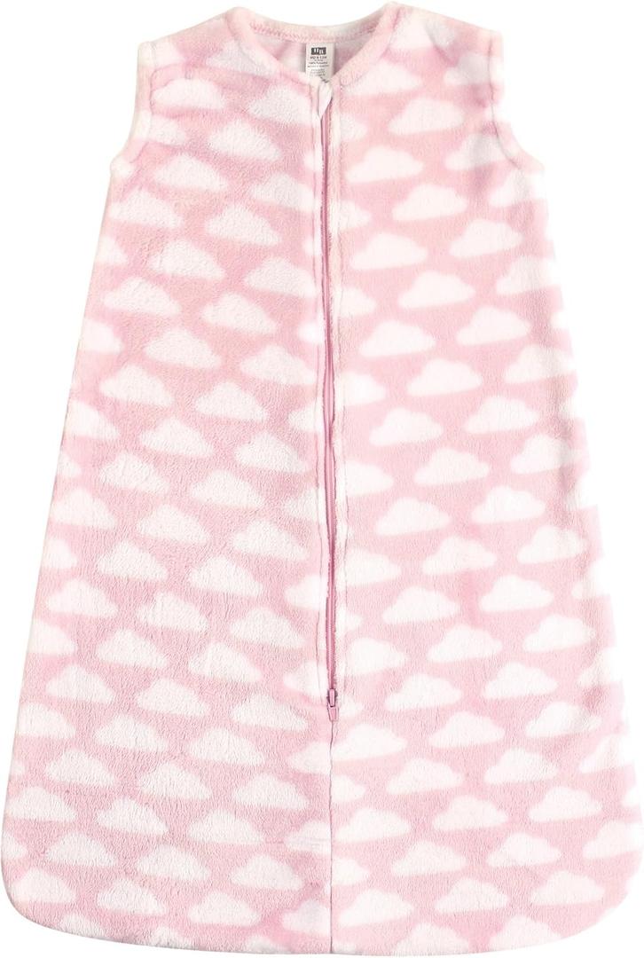Hudson Baby Unisex BabyPlush Sleeping Bag, Sack, Blanket (6-12 Month, Pink Clouds Plush)