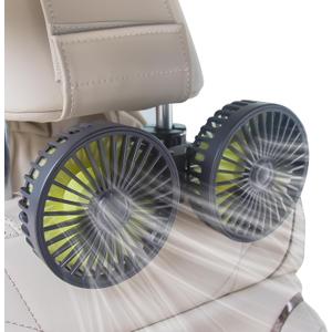 XOOL Car Fans for Backseat - Dual Head USB Cooling Car Fan for Kids, 360 Rotatable Car Rear Headrest Fan, Air Circulation Fan with Adjustable Clip for Vehicles SUV RV Truck