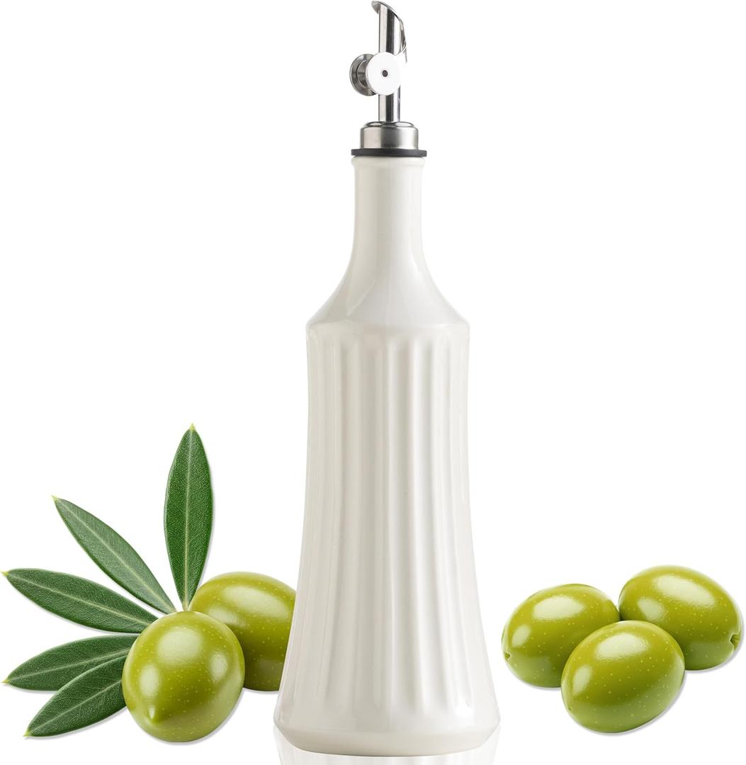 LYEOBOH Olive Oil Dispenser Bottle, Oil Dispenser for Kitchen, Ceramic Cooking Vinegar Dispensing Bottles with Spout, White LYEOBOH Olive Oil Dispenser Bottle, Oil Dispenser for Kitchen, Ceramic Cooking Vinegar Dispensing Bottles with Spout, White