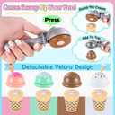 Mini Wooden Ice Cream Toys for Kids Pretend Play Kitchen Food Toys, Counter Shop Playset for Toddlers with Scoop & Menu & Fake Money for 3 4 5 6 Year Old Girls Boys Christmas Birthday Gifts
