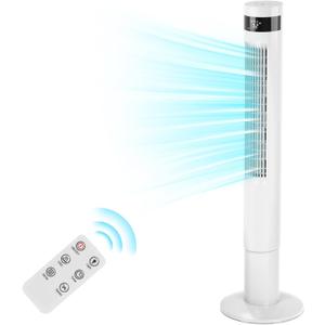 Antarctic Star Tower Fan Portable Electric Oscillating Fan Quiet Cooling Remote Control Standing Bladeless Floor Fans 3 Speeds Wind Modes Timer Bedroom Office (43 inch, White)