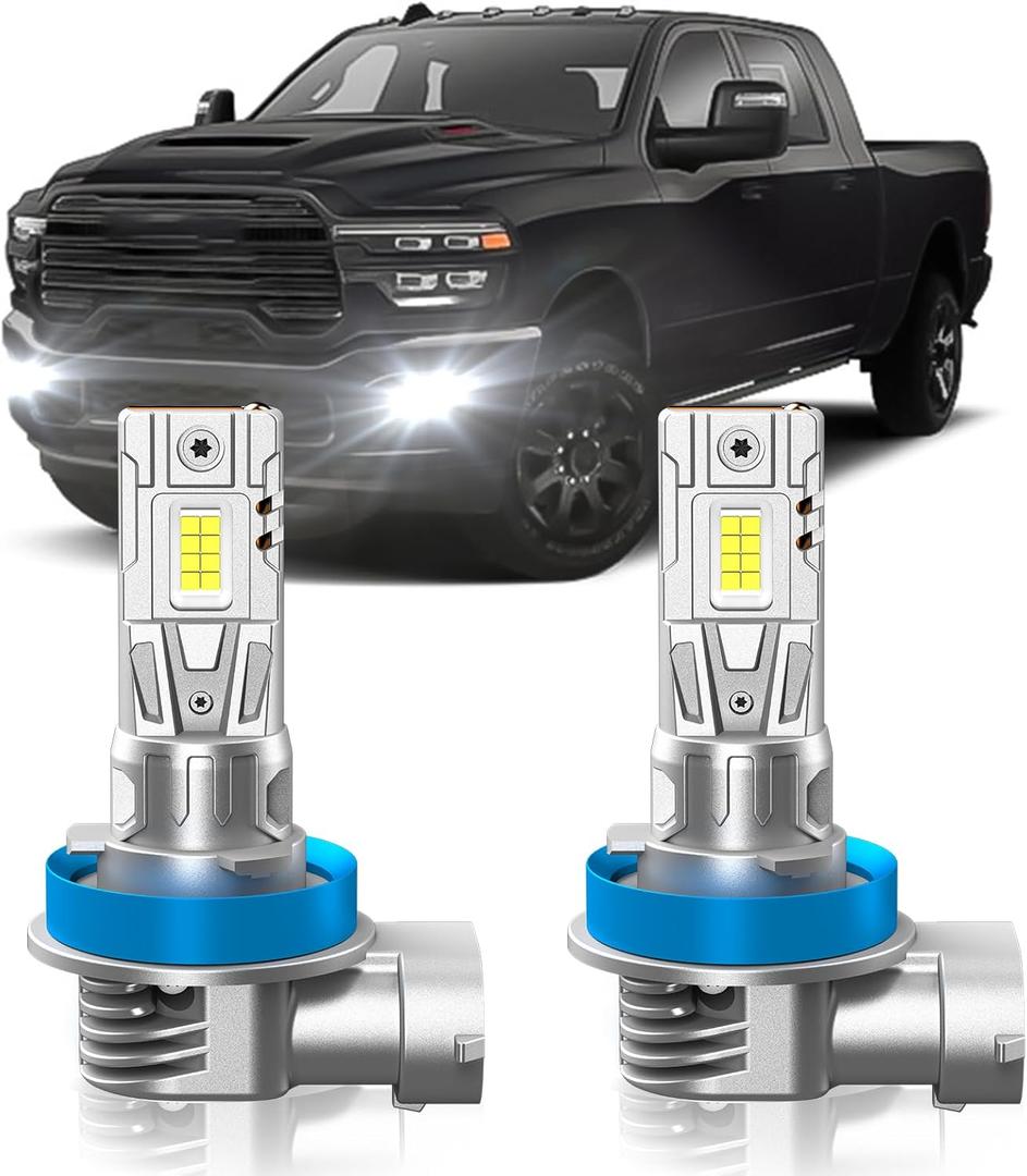 Fit for Dodge Ram 1500 2500 3500 2019-2025 Fog Light Bulbs or DRL, 6000K Cool White 700% Brightness, Real 1:1 Size Plug and Play, Pack of 2