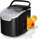 Countertop Ice Maker Machine, 8 Ice Cubes in 6 mins, 26lb/Day Ice with 2 Sizes- Portable Mini, Energy Saving & Basket/Scoop for Home/Party/Travel/Camping/Bar,Black
