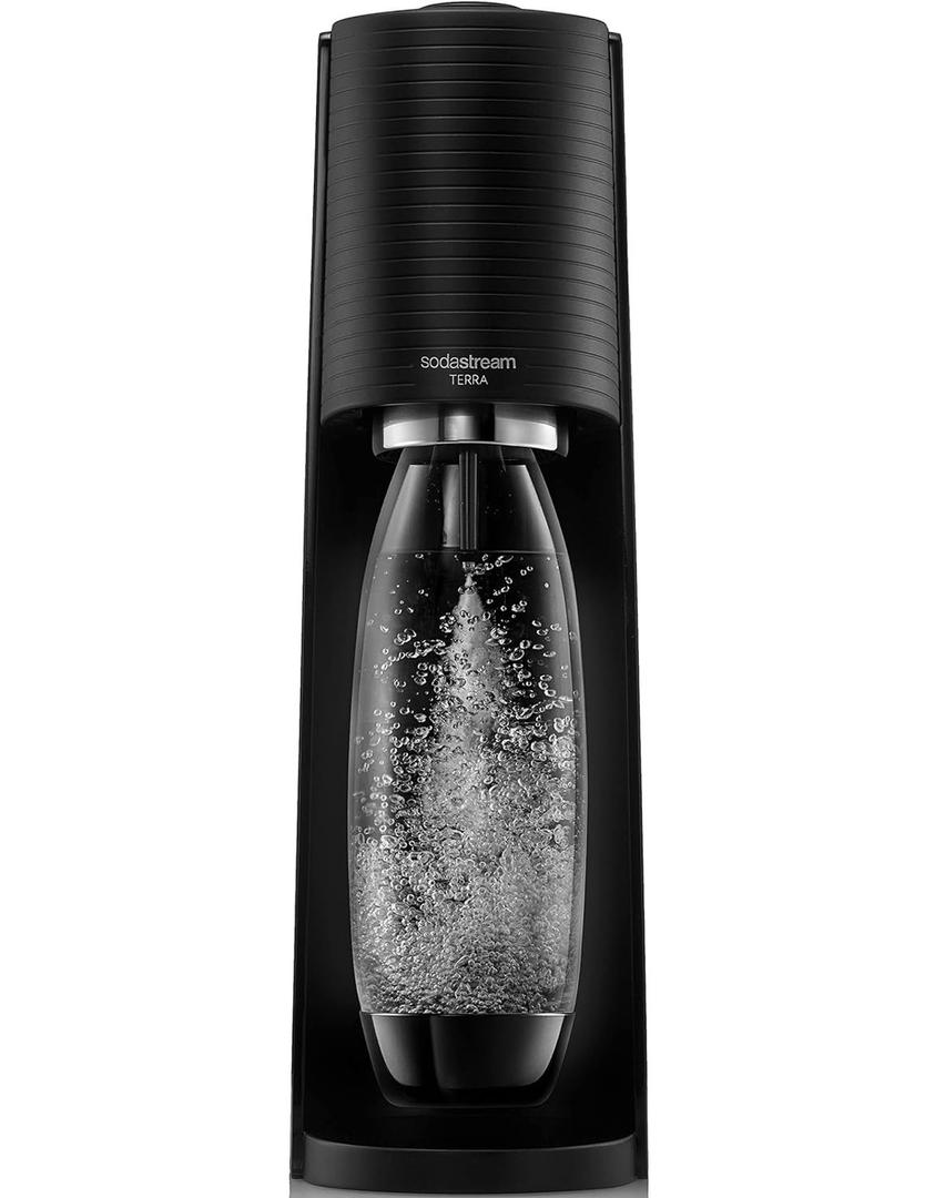 SodaStream Terra Sparkling Water Maker (Black) with CO2 and Dishwasher Safe Bottle