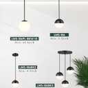 LMS 10 Inch Globe Pendant Lights, Matte Black Mid Century Kitchen Island Light Fixtures with White Globe Glass Shade, Adjustable Hanging Rod, Bar Kitchen Bedroom, LMS-186PL-BKW-10