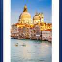 wyooxoo 24x36 Poster Frame Dark blue Solid Wood Picture Frames Display Pictures 20x30 with Mat or 24x36 Without Mat Colorful Frame For Horizontal Vertical Wall Mounting