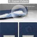 Easy-Going Twin Size Reversible Quilt Set with 1 Quilt and 1 Pillow Sham, Soft Bed Quilt Cover, Water Resistant Lightweight Microfiber Bedspread, Stain Resistant, Olive Leaf-Dark Blue/Light Blue