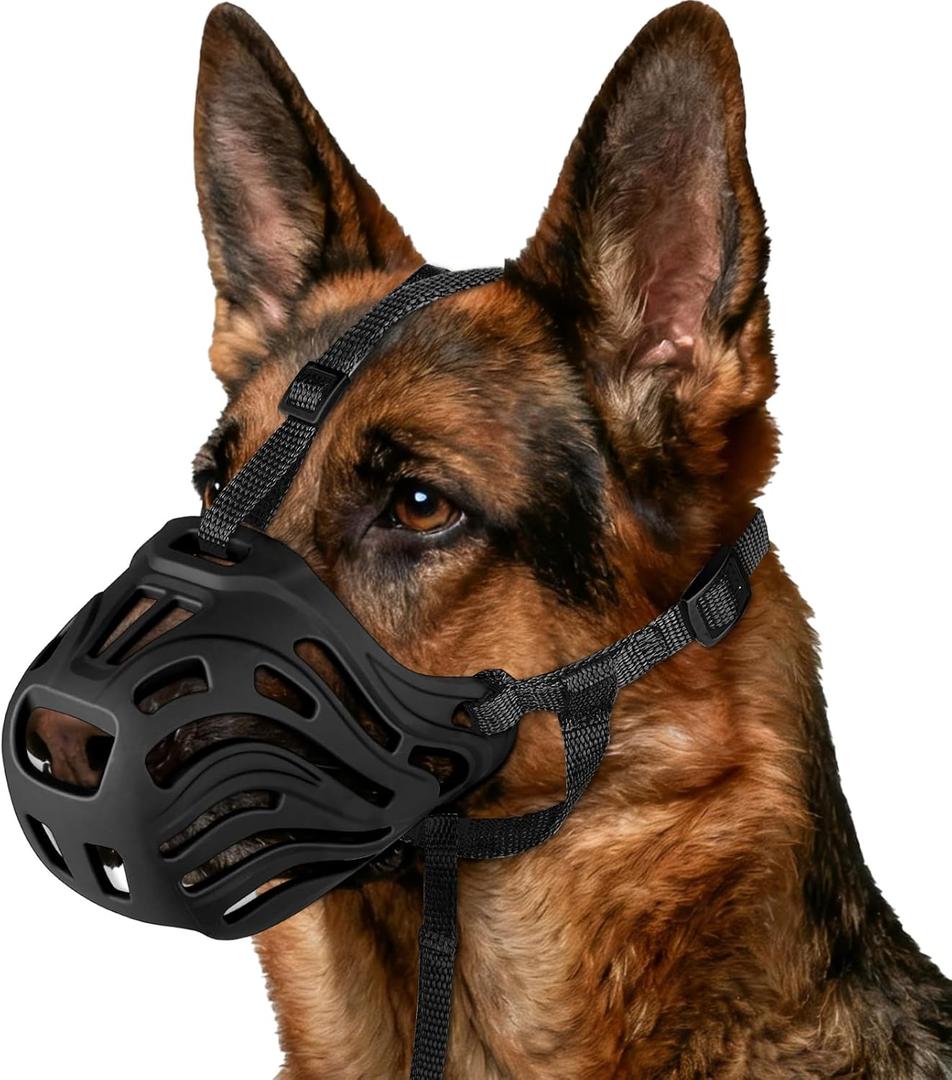 Dog Muzzle, Soft Breathable Dog Muzzles Suitable Dogs, Adjustable Basket Muzzles Prevents Chewing and Biting for Grooming Trimming Training (Black, XXL (88lb))