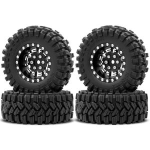 OGRC 1.0 Plus (1.2 Inches) Beadlock Wheel and Tires Set 7mm Negative Offset Wheel Rims SS Super Soft Sticky Tires for TRX4M SCX24 FCX24 AX24 1/24 1/18 RC Crawler Car - 62 * 24mm (Black)