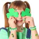 2 x 150PCS St Patricks Day Accessories, St. Patrick's Day Glasses Bracelets Tattoos Beads, Shamrock Saint Patricks Parade Throw, Irish Glasses Bracelets Tattoos Beads Stuff Bulk, Party Favor Decorations (Green)