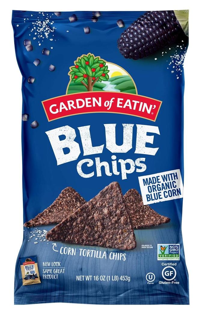 Garden of Eatin' Blue Corn Tortilla Chips, Blue Chips, 1 lb bag (Pack of 12), Best By: 02 DEC 2025